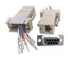 DB9 RS232 8x 9-Pin Serial Port Female to RJ45 8P8C Network Modular Adapter Ivory