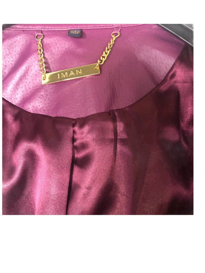 Abrigo chaqueta vintage de cuero IMAN con cinturón para mujer talla S Foto 4 de 4