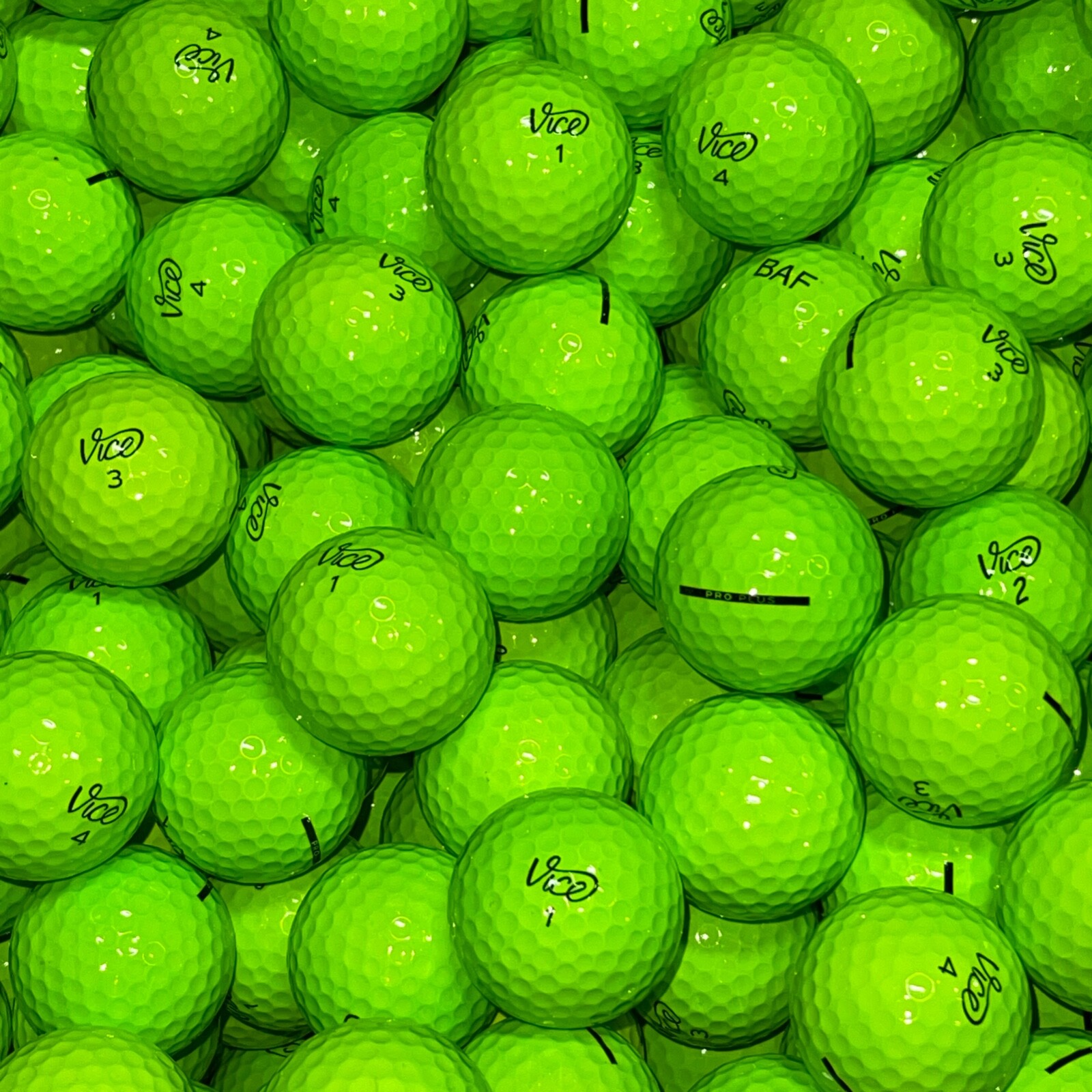 100 Neon Lime Green Vice Mix Used Golf Balls AAAAA (5A)