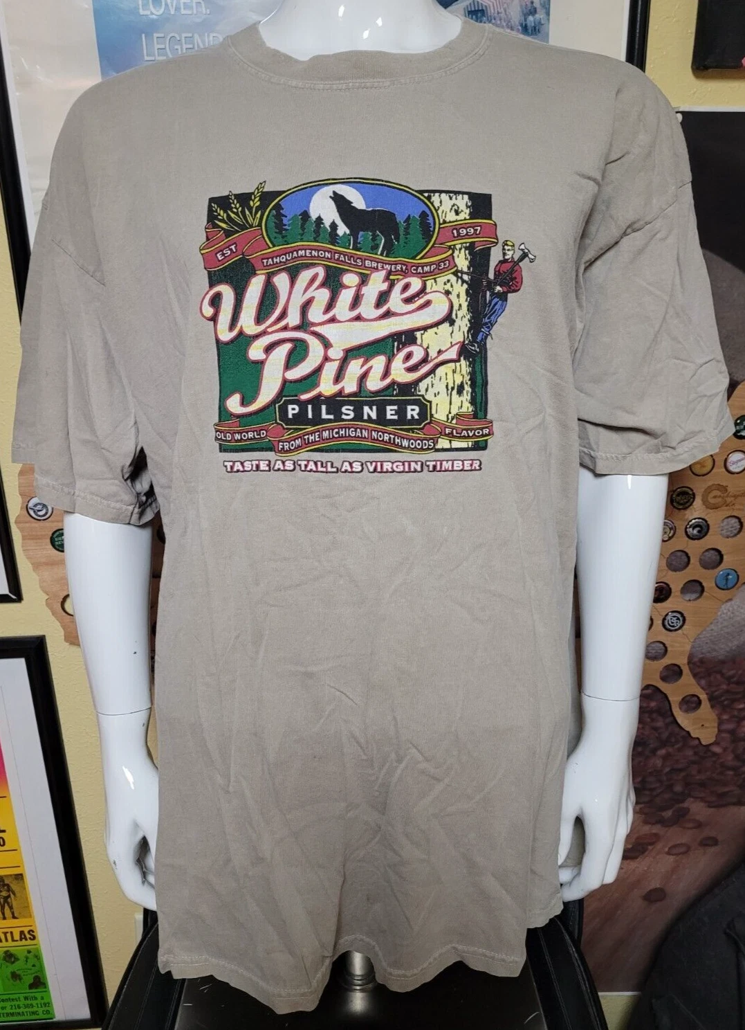 VTG 1997 Tahquamenon Falls Brewery White Pine Pilsner T Shirt XXL 2XL Camp 33