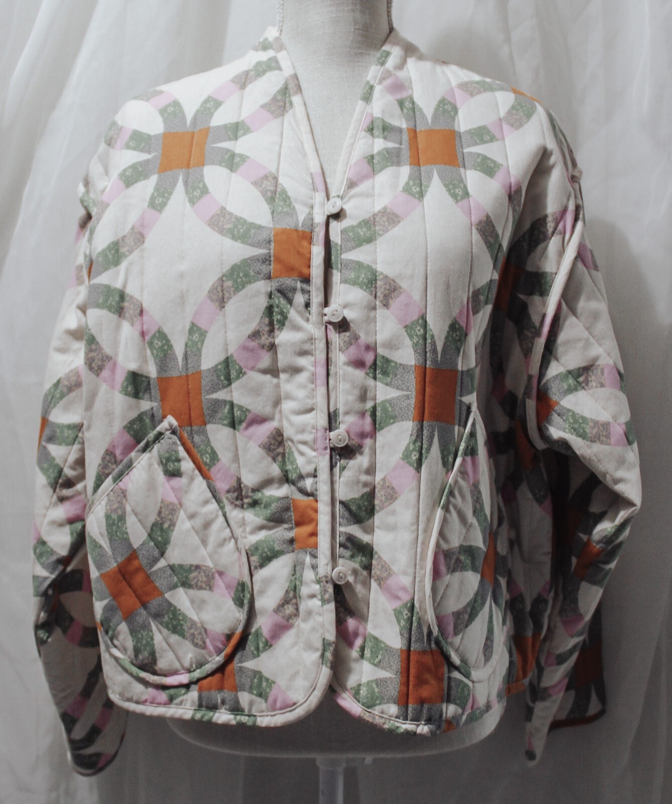 Universal Thread Quilted Patchwork Button Front C… - image 1