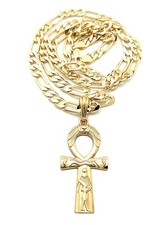 Egypt ANKH CROSS PENDANT 5mm 24" FIGARO CHAIN FASHION NECKLACE XSP359