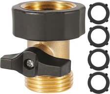 Garden Hose Shut Off Valve, Easy Grip Rubber Handle, 3/4" Heavy Duty Solid Brass
