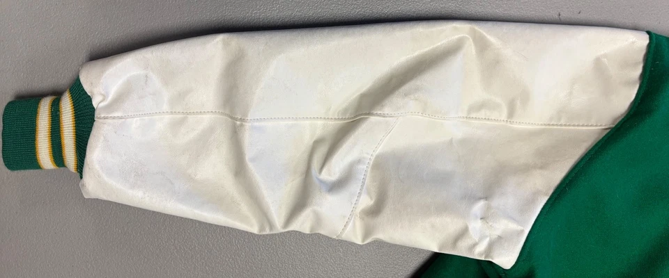 New DeLong Award Athletic Letter Jacket, Kelly Green/White/Gold, Adult XLG - Image 4 of 4