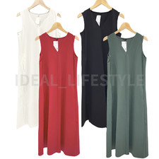 UNIQLO Ultra Stretch V-Neck Sleeveless Dress S-3XL A-Line Women 484321 NWT