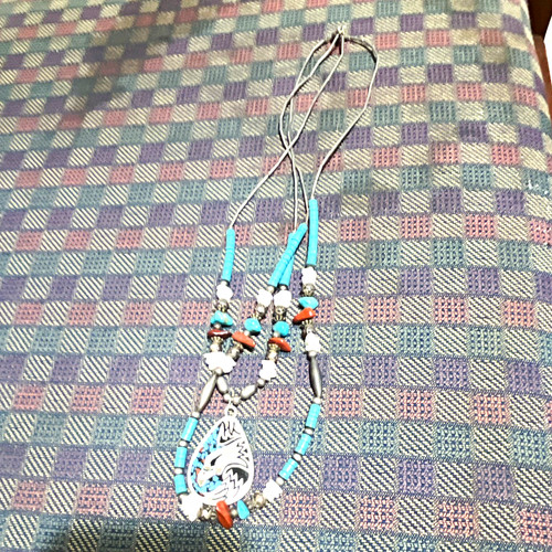 Women’s Ethnic Beaded Jewelry Set Necklace & Bracelet Silver Blue White Orange