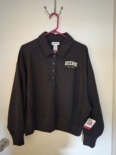 Reebok Men's 1/4 Snap, Collar, Sports Club sz MFleece Sweatshirt Black, NWT