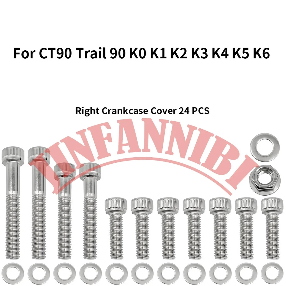 304 Stainless Steel Engine Bolts Screws Kit Set for Honda CT90 Trail 1966-1979 - Image 3 of 4