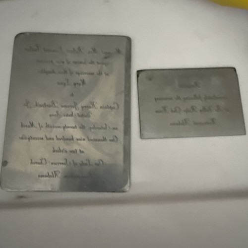 Engraved Printing Plate Wedding Invitation Intaglio Reverse 1920