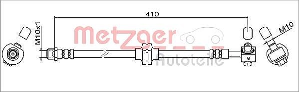 Metzger Bremsschlauch Rechts, Vorderachse U.A. FüR Opel, Vauxhall-image