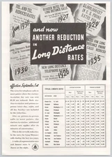 Long Distance Rates Bell System Telephone Travel Costs 1936 Vintage Print Ad