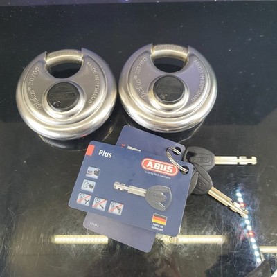 ABUS Plus Diskus 20/80 Stainless Steel Padlock Lot Of 2 Like Keyed Germany