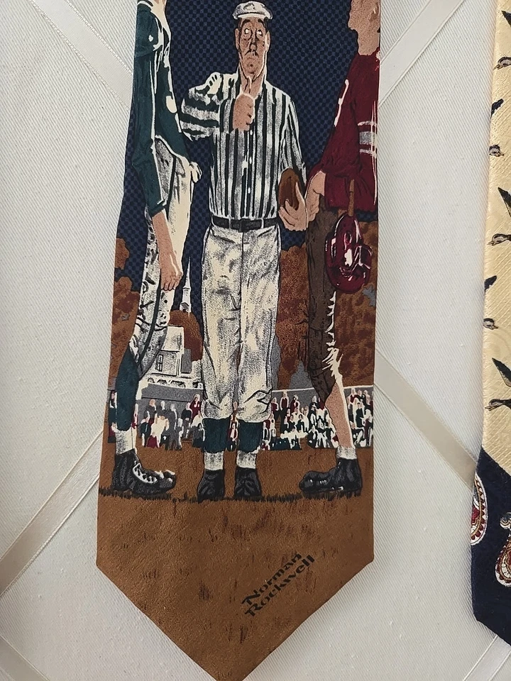 Corbatas Ralph Marlin Pato Collage Norman Rockwell Umpire Club de Caza Patos Voladores De Colección Foto 3 de 4