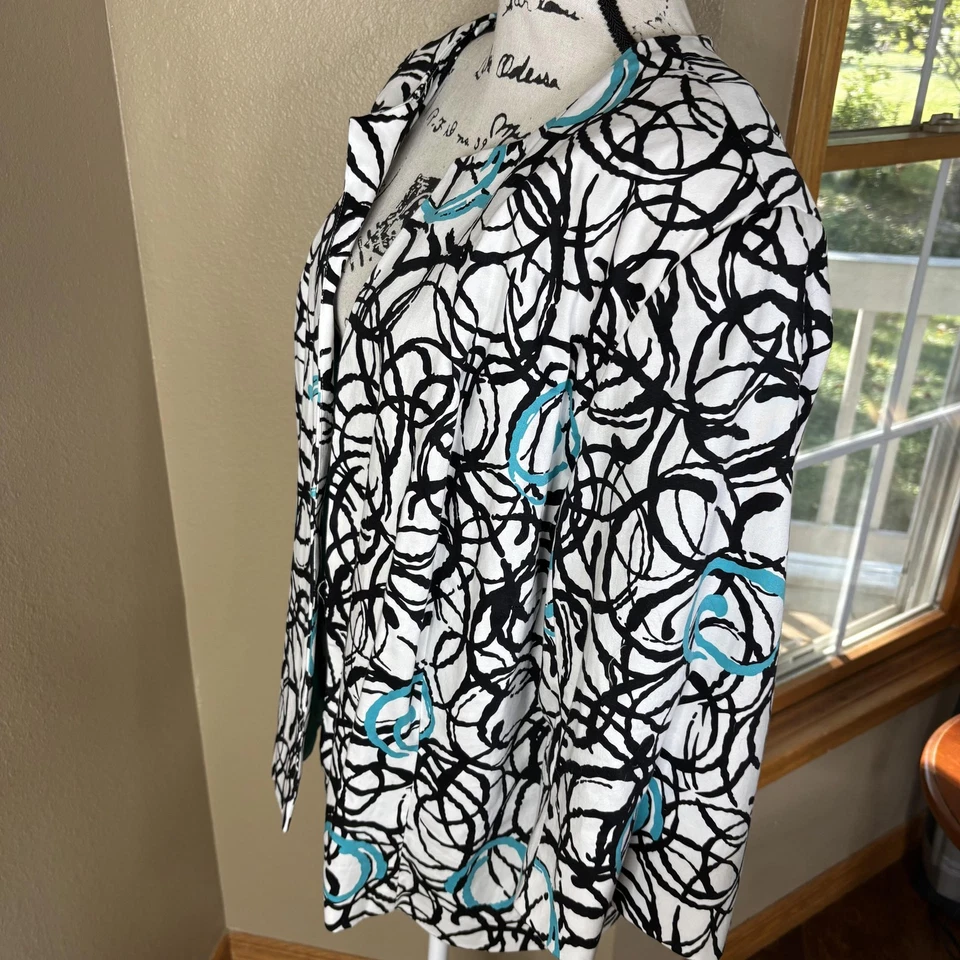 Blazer Dressbarn Mujer 22W/24W Blanco Negro Turquesa Talla Grande Frente Abierto Forrado Foto 3 de 4