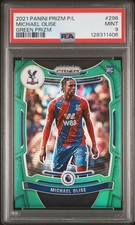 2021-22 Michael Olise Rookie Card Panini Green Prizm PL # 296 RC 4/5 PSA 9 . rookie card picture