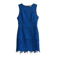 Anthropologie Maeve Arette Royal Blue Floral Lace Sheath Dress Medium EUC