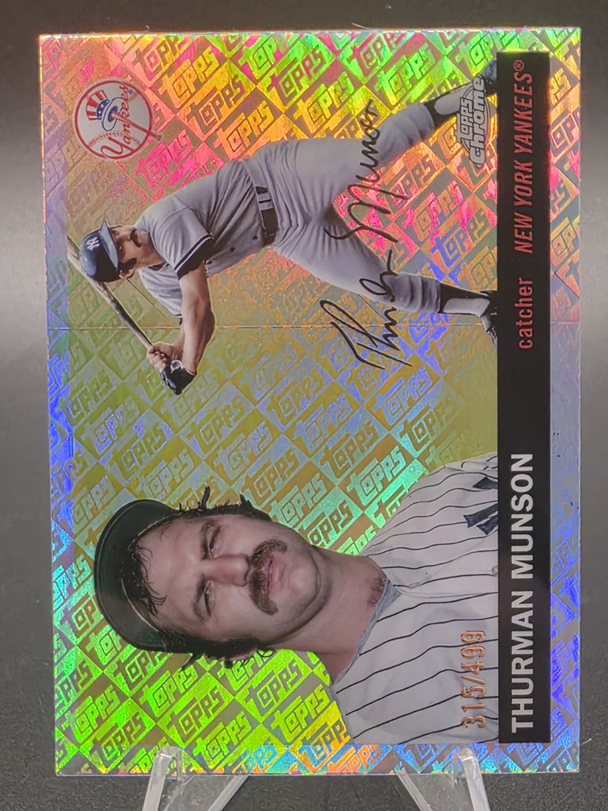 2025 Topps Chrome Platinum Anniversary #214 Thurman Munson Logo Refractor /499