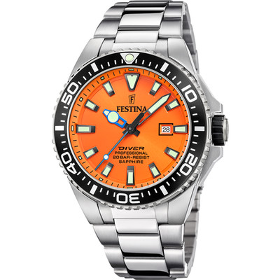 Festina Herrenuhr Armbanduhr Herren Uhr Edelstahl F20663/4 Taucheruhr 20Bar