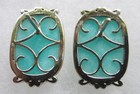 TURQUOISE  AND STERLING POST EARRINGS WITH  ELABORATE BEZEL  NORMAN HONIE ? — photo 2