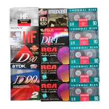 Mixed Lot of 15 Blank Audio Cassette Tapes Factory Sealed Sony TDK Maxell Fuji 
