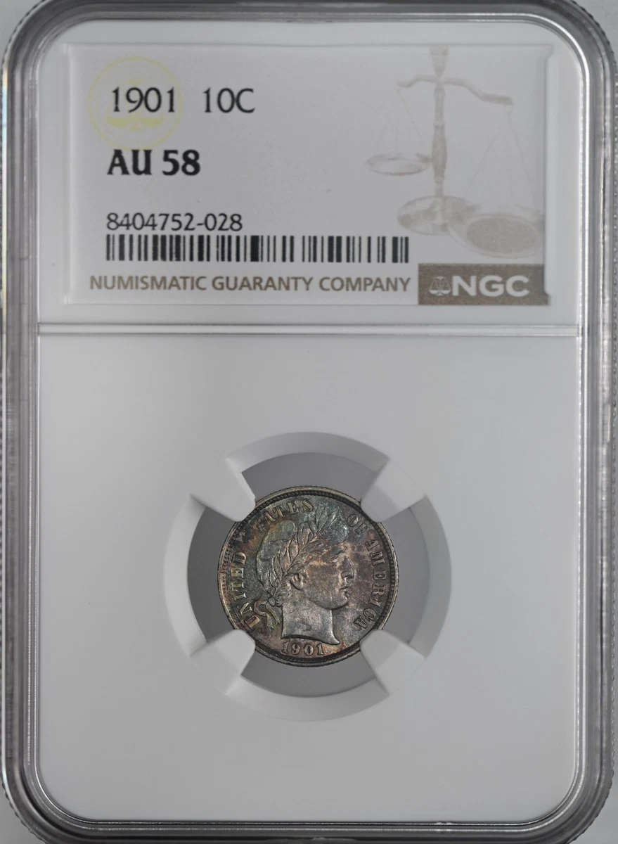 1892 初年度 アメリカ 10セント 銀貨 NGC バーバーダイム 裏面エラー