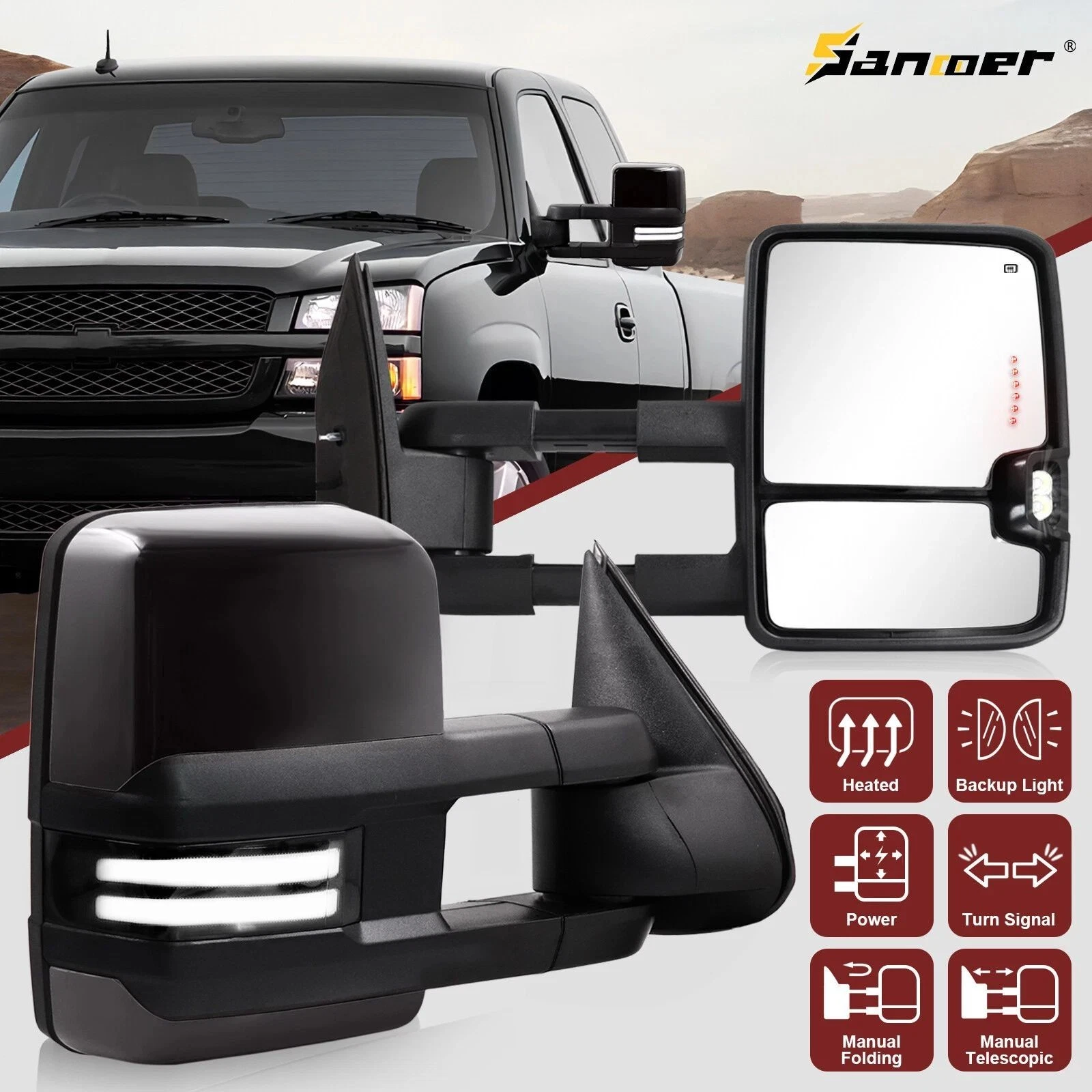 Painted Black Towing Mirrors Switchback for 2003-2006 Chevy Silverado GMC Sierra
Opens in a new wind