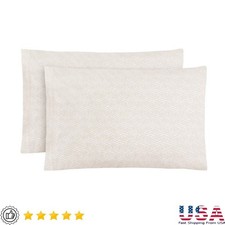 2-Piece 300 Thread Count Beige Geo Cotton Blend Percale Pillowcase Set Queen