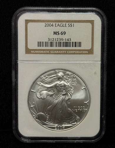 NGC MS 69 - 2004 American Eagle Silver 999 Fine S$1 Dollar Coin-143