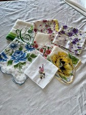 Lot Of Vintage Floral Flower Cotton Hankies Handkerchiefs Unique