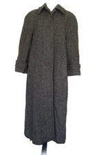Vintage Saks Fifth Ave Fairbrooke Maxi Coat Womens 10 Herringbone Tweed