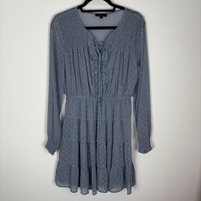 Koan Blue Floaty Boho Western Mini Dress Size L 12 14 Festival