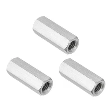 3 Pcs M8x1.25 Pitch 35mm Length 304 Stainless Steel Coarse Hex Coupling Nut