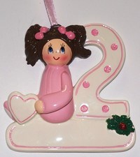 2nd Christmas Girl Brown Personalized Christmas Tree Ornament