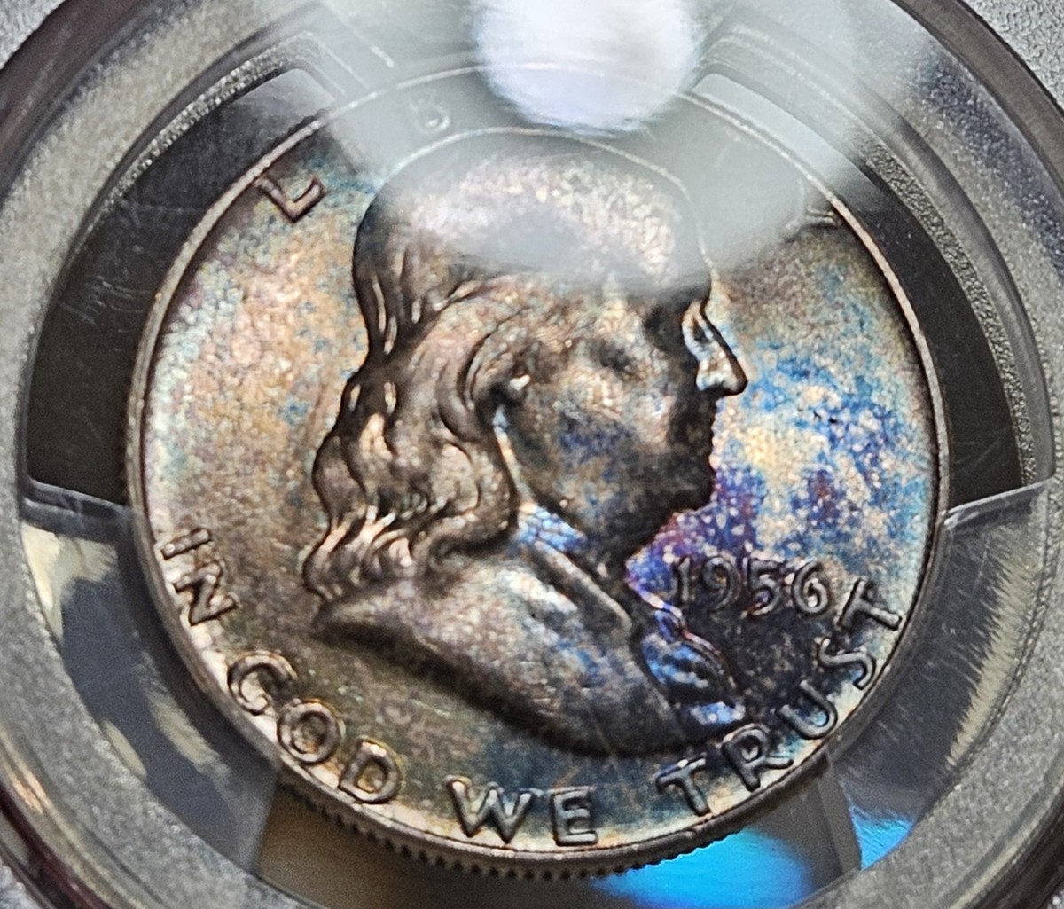 Monster Toned MS66FBL 1956 Benjamin Franklin Half Dollar PCGS Gold