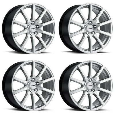 Set 4 18'' Voxx Este Bright Silver Wheels 18x8 5x4.25 5x4.5 45mm Rims