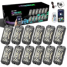 12 Pods RGBW Rock Lights Full Beam Angle, 30 High Power Chips, 12Pcs