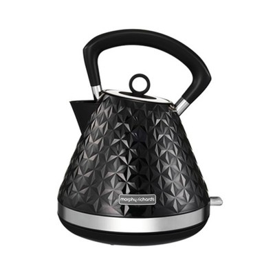 Morphy Richards Vector Pyramid Wasserkocher, 1,5 l 3 kW Schnellkochgerät, 1,5 Liter, schwarz 
