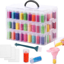 QUEFE 3-Tier Diamond Painting Storage Container, 150 Slots Portable Bead Organiz