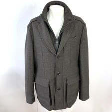 Jos. A Bank Reserve Large Wool Blend Zip Button Jacket Lined Blazer Brown MINT