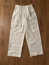 A New Day Women Pant 4 White Belted Straight Leg High Rise Stretch