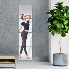 4 Pcs Full Length Wall Mirror Tiles, 12 x 16 in Self 12'' X 16'' X 4pcs