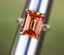 925 Sterling Silver Natural Orange Sapphire Handmade Ring Gift For Her