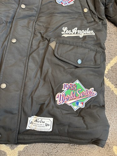 24 New Era Alpha Industries MLB LA Los Angeles Dodgers Hooded Parka Jacket Black - Picture 6 of 17