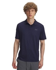 60 Under Armour Men's Matchplay Printed Polo Shirt - Navy Blue - Medium- New
