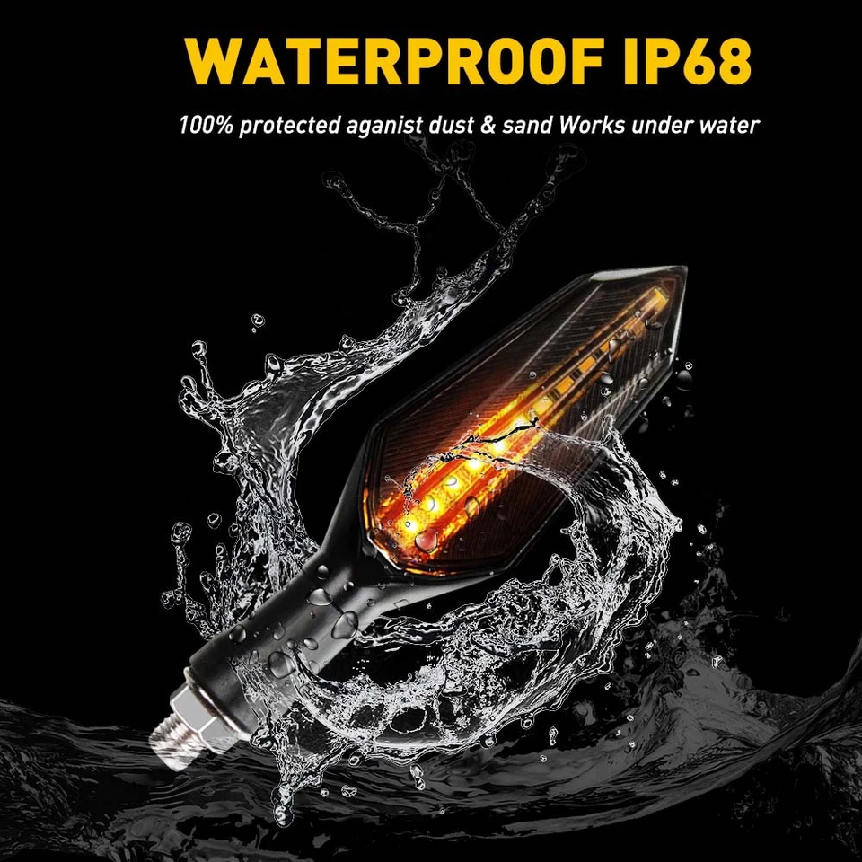 4/8x Motorcycle Turn Lamp Signal 12-LED Flowing Sequential Indicator Lights Ambe - Image 4 of 4