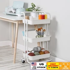 3-Tier Rolling Craft Cart W/ Handle Storage Organizer Art Supplies Caster Wheels