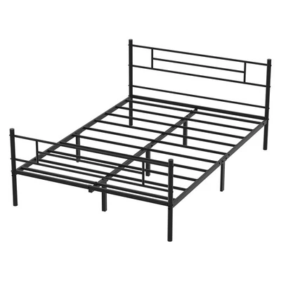 Stahlbett Einzelbett/Doppelbett Bettrahmen Bettgestell Gästebett Hohem Kopfteil - Bild 1 von 4