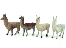 Elastolin Lineol x 4 Llama Composite 1940s Toy Figures Comp Cracks Vintage