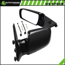 Manual Mirrors View Pair For 88-98 Gmc Chevy Pickup Truck Fold Black Leftright
