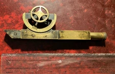Antique Surveyor's Brass Pocket Inclinometer Gauge with Embossed Leather Case